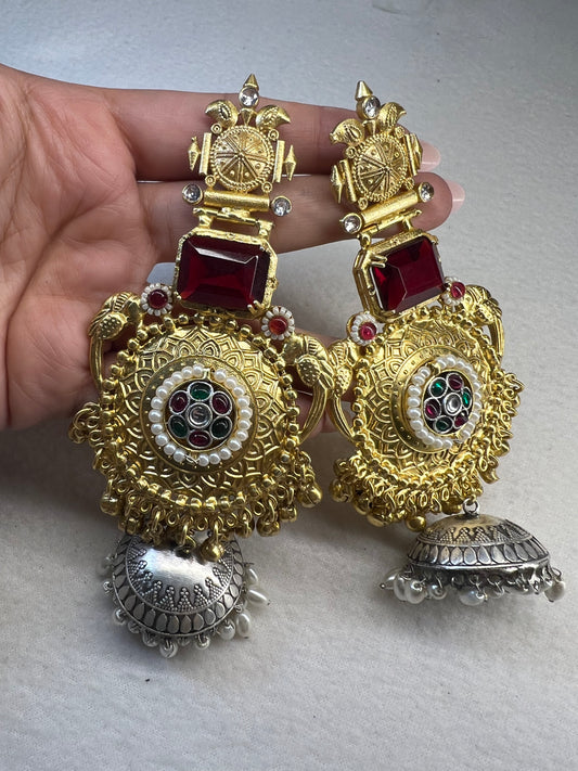 Dual Tone Stone Jhumka's - Kolor Rhythms