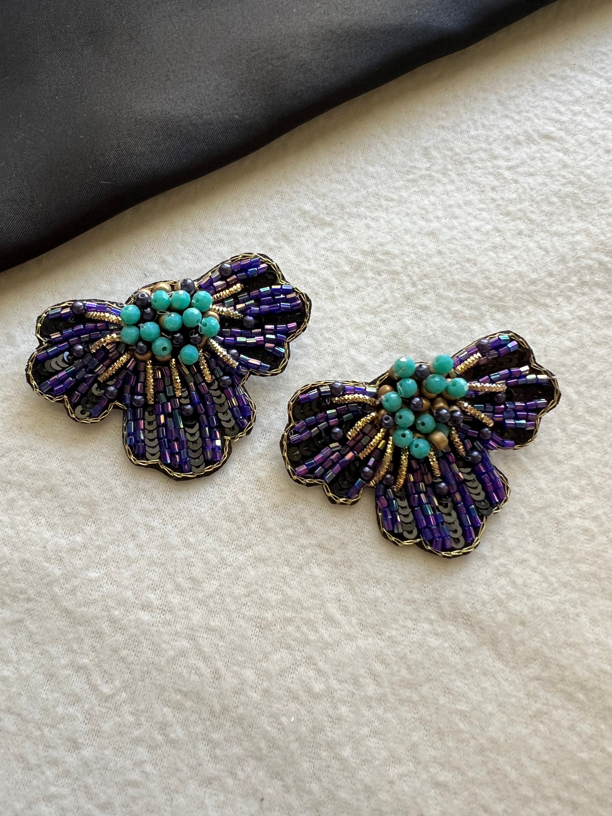 Blue Floral Handmade Earrings - Kolor Rhythms