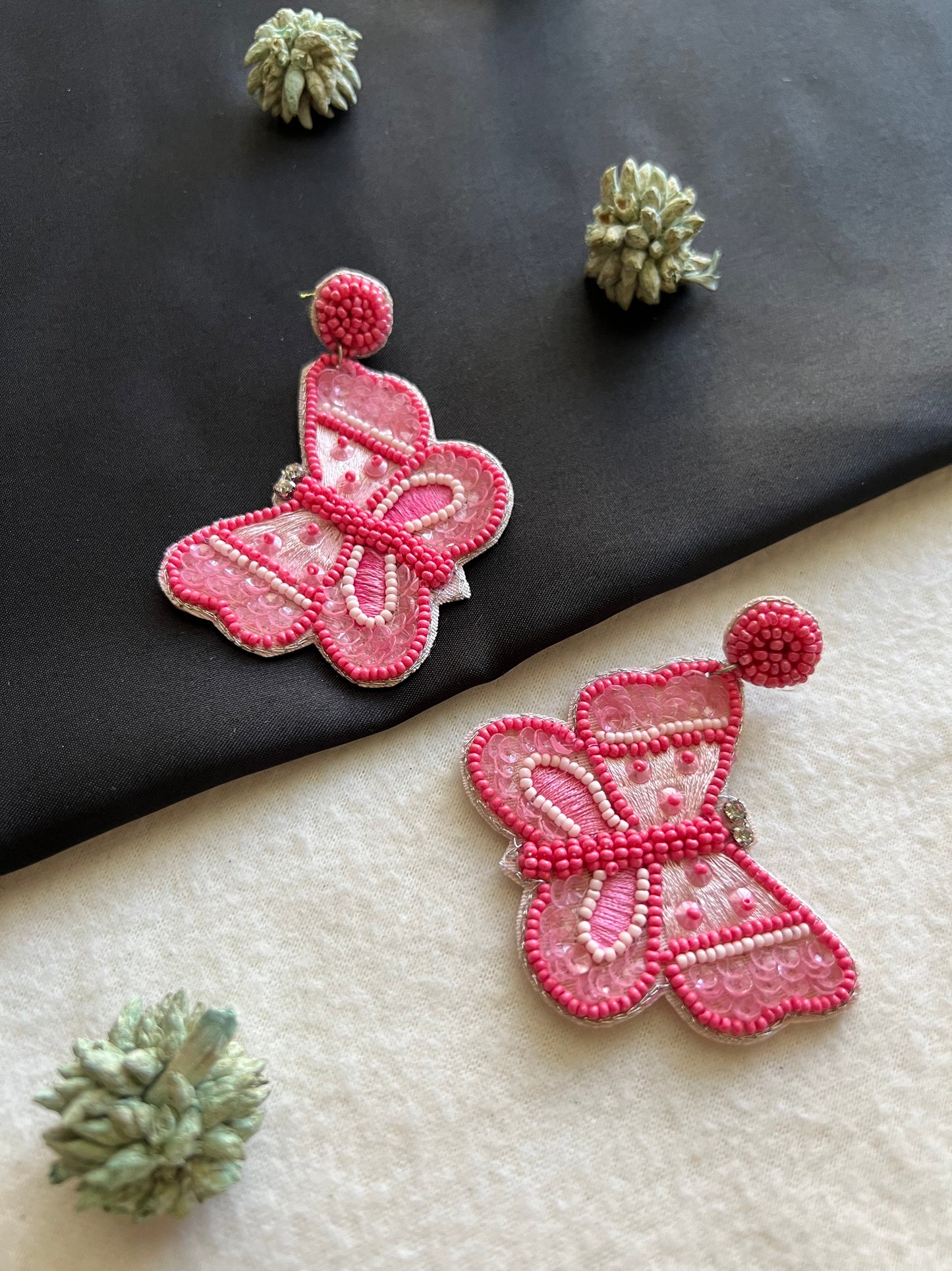 Handmade Pink Butterfly Earrings - Kolor Rhythms