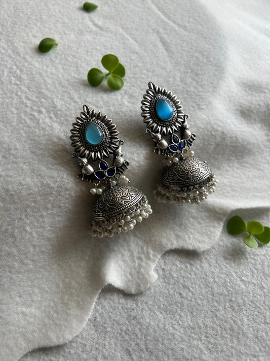 Blue Brass Jhumkas