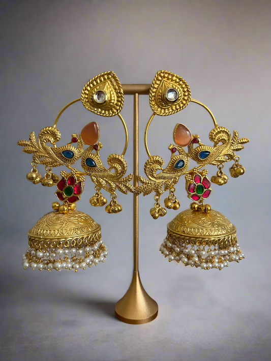 Pachi Kundan Jhumkas