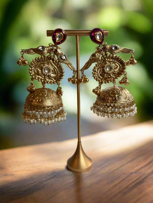 Pachi Kundan Jhumkas