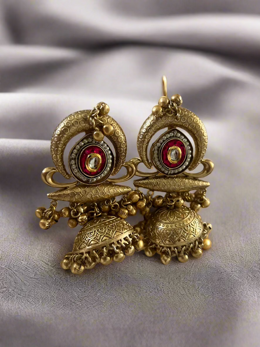 Pachi Kundan Jhumkis