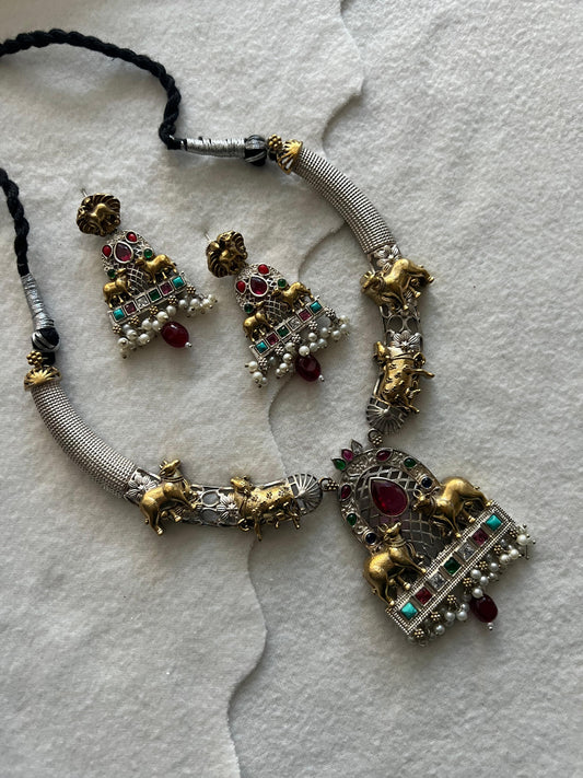 Multi color Nandi Necklace